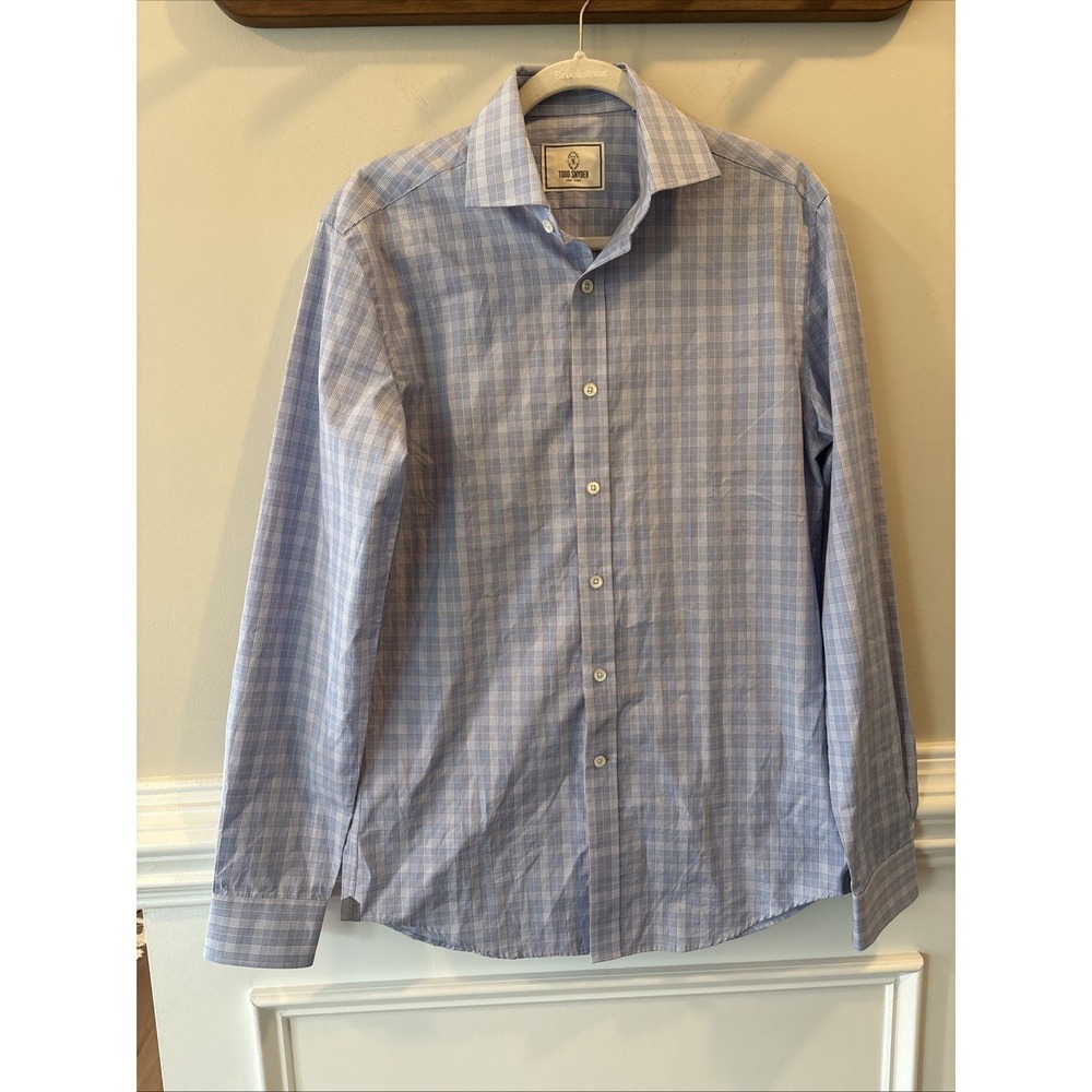 Todd Snyder Button up 15 34/35 Blue Checkered